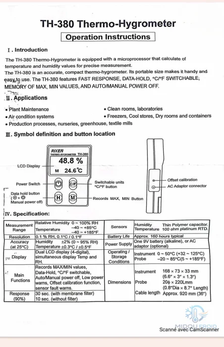 REFCO DIGITAL THERMO HYGROMETRE — 3