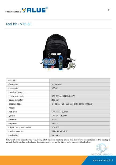 SAC A DOS VALUE + OUTILLIAGE PROFESSIONNEL VTB-8C — 3
