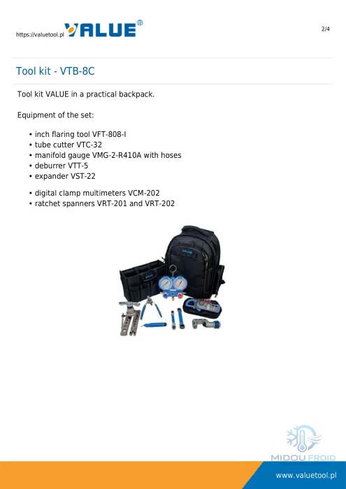 SAC A DOS VALUE + OUTILLIAGE PROFESSIONNEL VTB-8C — 4