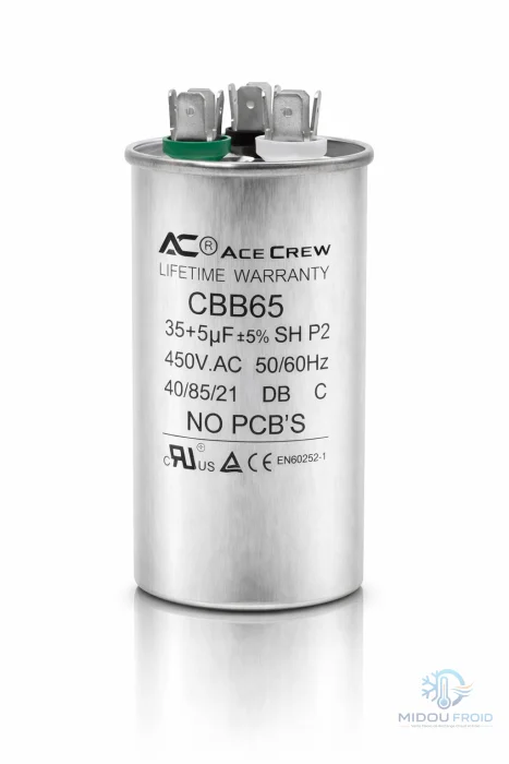 CONDENSATEUR CLIM 35UF+5UF –450VAC