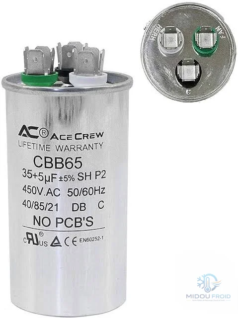 CONDENSATEUR CLIM 35UF+5UF –450VAC — 2