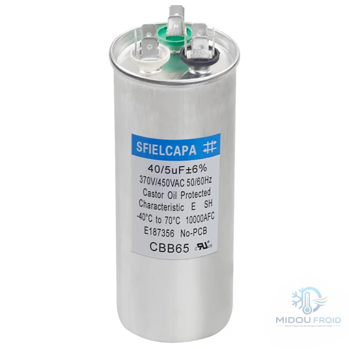 CONDENSATEUR CLIM 40UF+5UF -450VAC