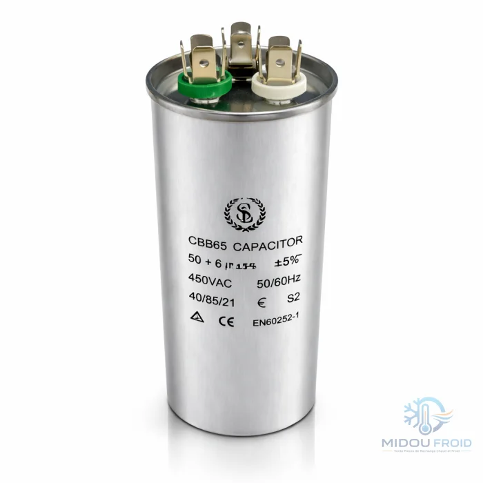 CONDENSATEUR CLIM 50UF+ 6UF -450VAC