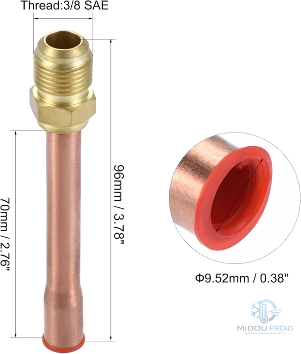 MAMELON ASOUDI CLIM 3/8 +TUBE CUIVRE — 2