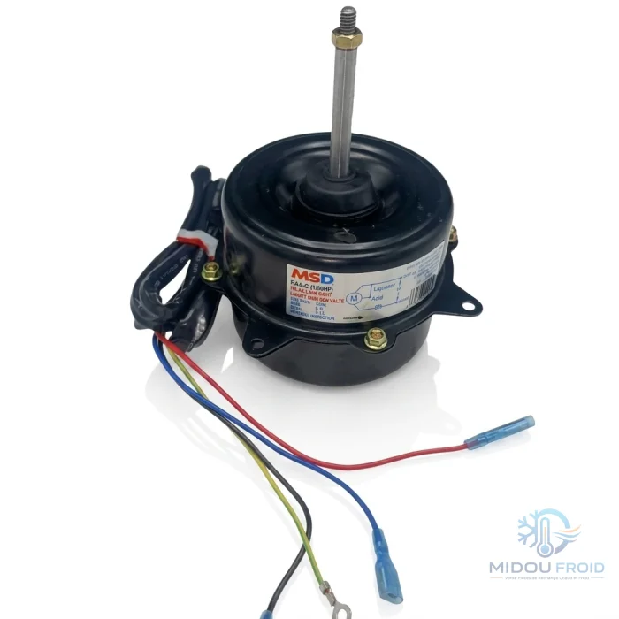 MOTEUR VENTILO CLIM EXTERIEUR 45W–3F ROTATION DROITS AXE 7CM